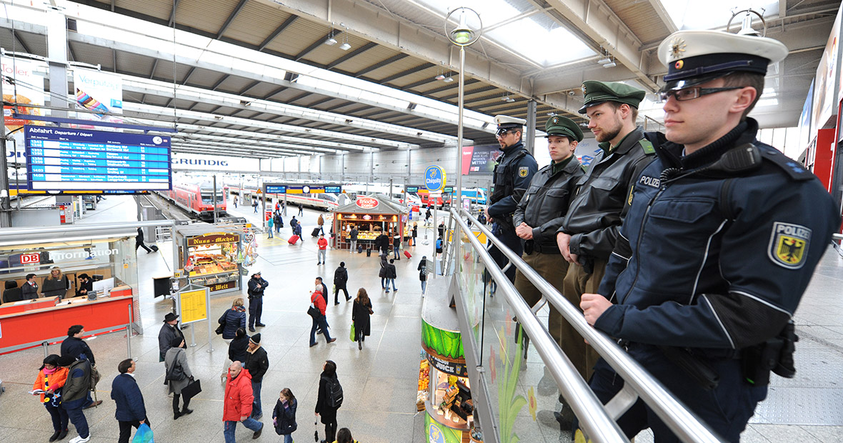 Polizeistreife im Münchner Hauptbahnhof