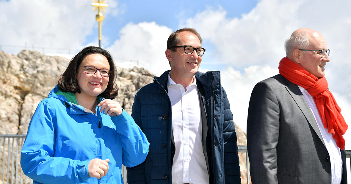 Andrea Nahles, Alexander Dobrindt, Volker Kauder auf der Zugspitze 