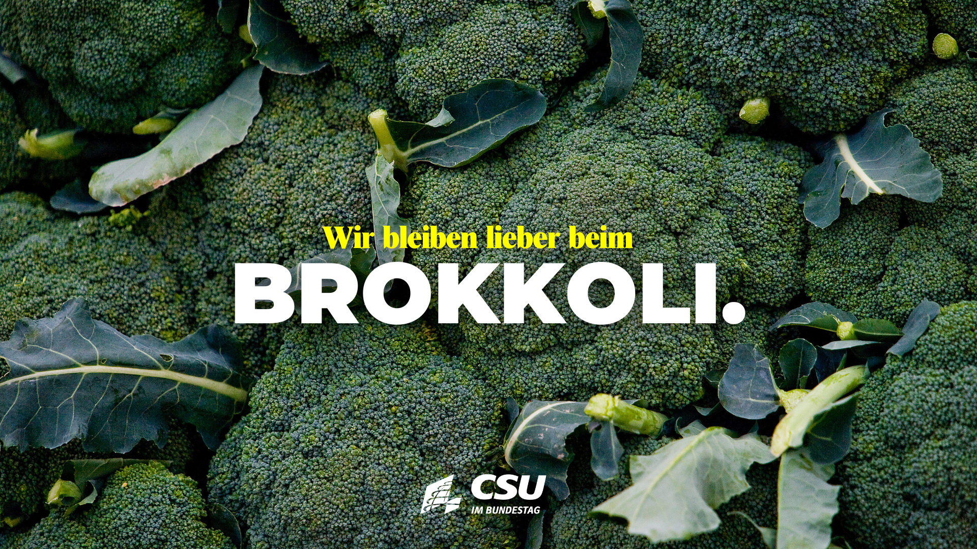 Brokkoli mit Aufschrift