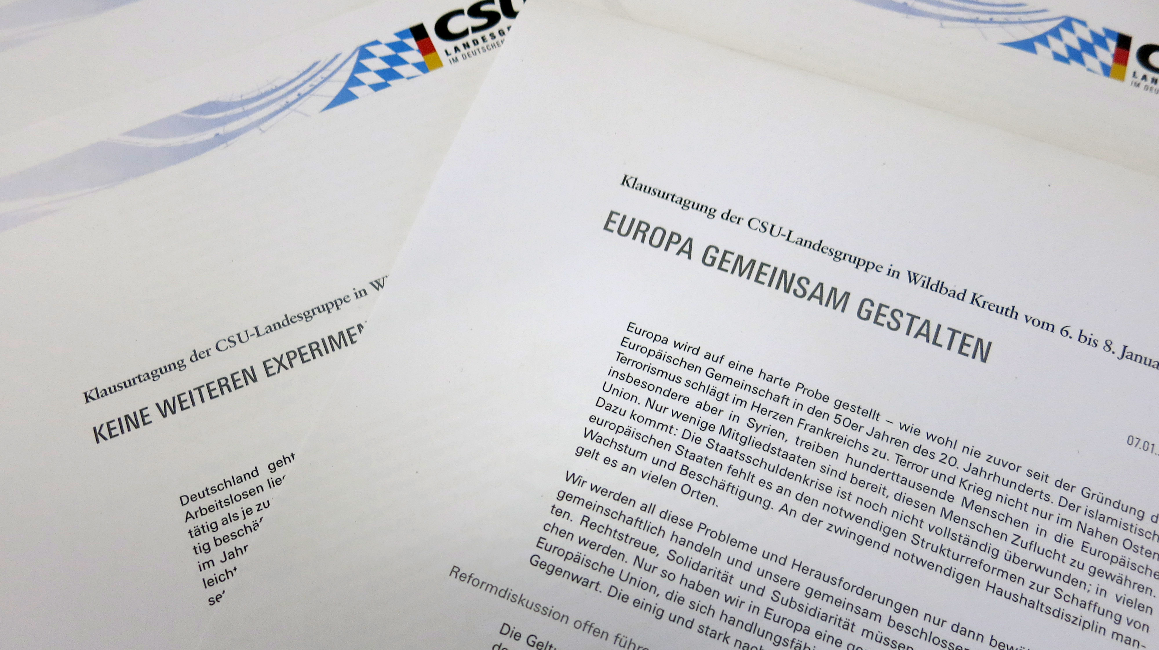 Die CSU-Landesgruppe hat bei ihrer Klausurtagung in Wildbad Kreuth sieben Beschlüsse gefasst. Die CSU-Landesgruppe hat bei ihrer Klausurtagung in Wildbad Kreuth sieben Beschlüsse gefasst.