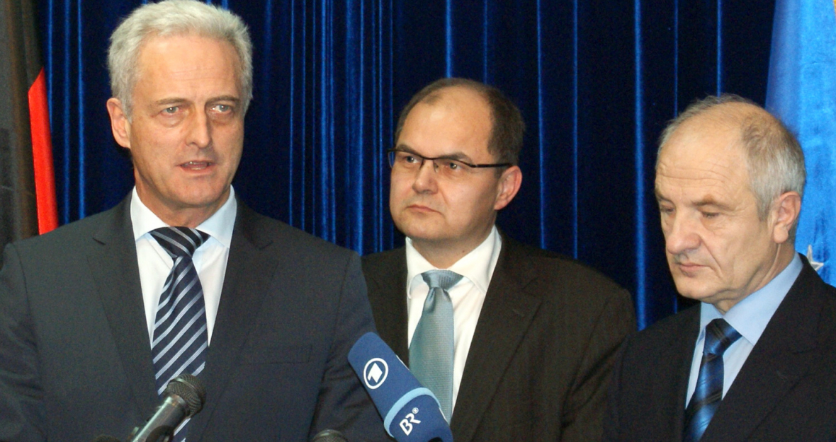 Dr. Peter Ramsauer und Christian Schmidt beim Pressegespräch mit Staatspräsident Sejdiu