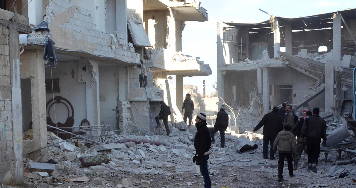 Zerstörte Stadt in Syrien