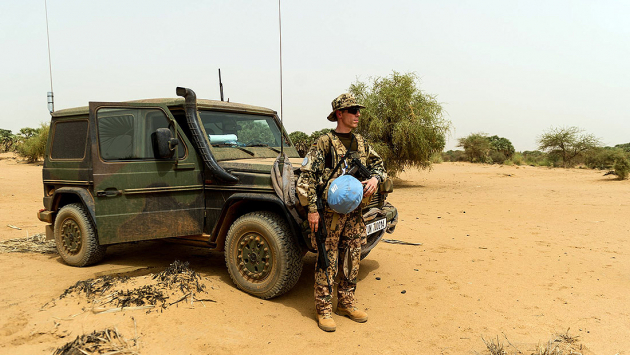 Bundeswehrsoldat  im Ausbildungscamp Castor in Gao, Mali