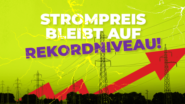 Sharepic Strompreis auf Rekordniveau!