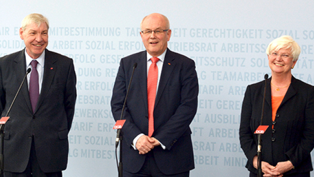 Michael Sommer, Volker Kauder und Gerda Hasselfeldt diskutierten über Arbeits- und Sozialpolitik 490x275