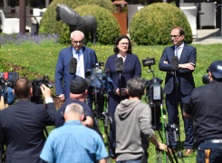 Pressestatement von Volker Kauder, Andrea Nahles und Alexander Dobrindt