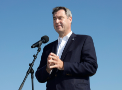 Ministerpräsident Dr. Markus Söder MdL, Vorsitzender der CSU, während der Pressekonferenz