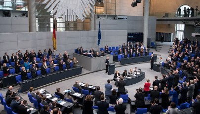 François de Rugy, Präsident der National Assembly of France, spricht im Deutschen BundestagDer französische Parlamentspräsident, François de Rugy, spricht vor dem Deutschen Bundestag.